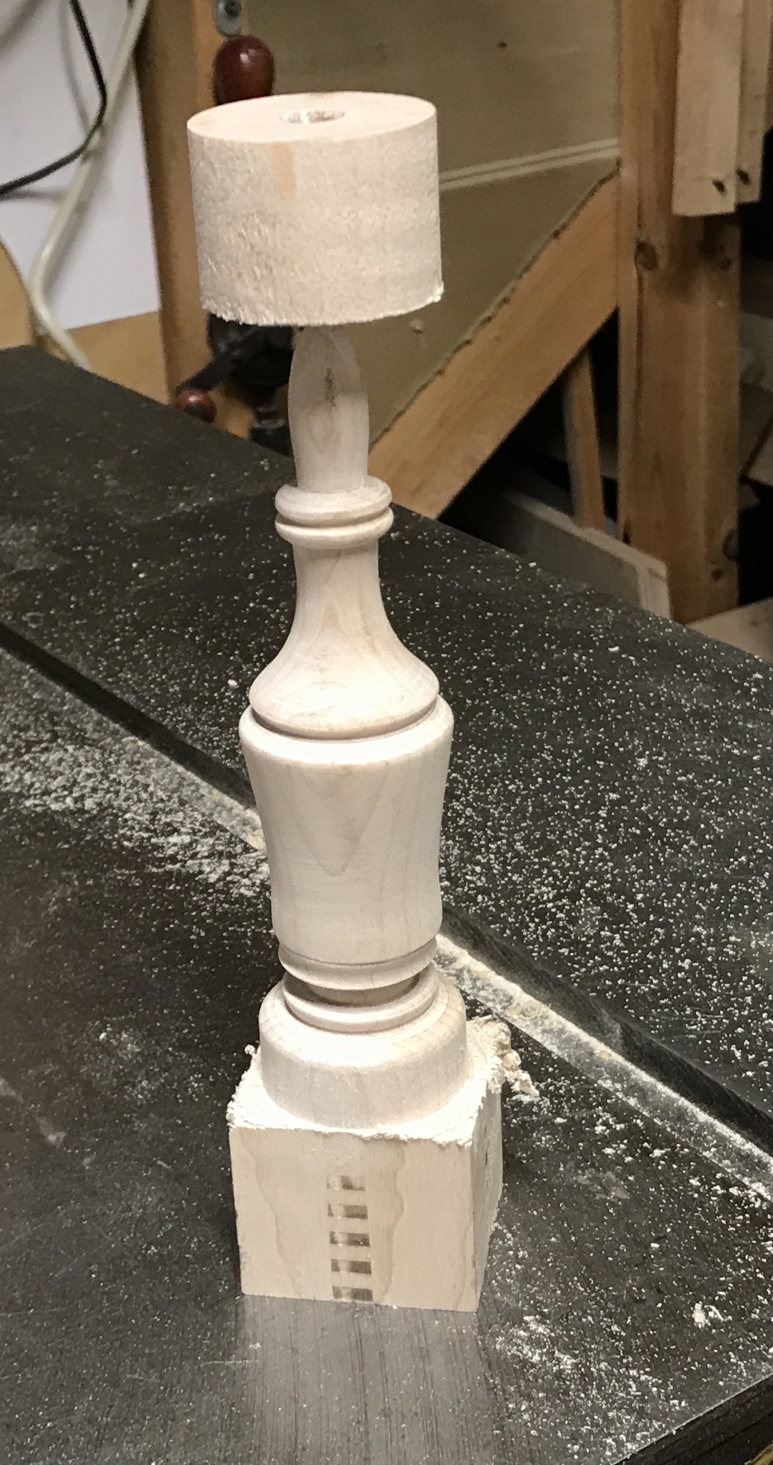 The finial after removal from the lathe